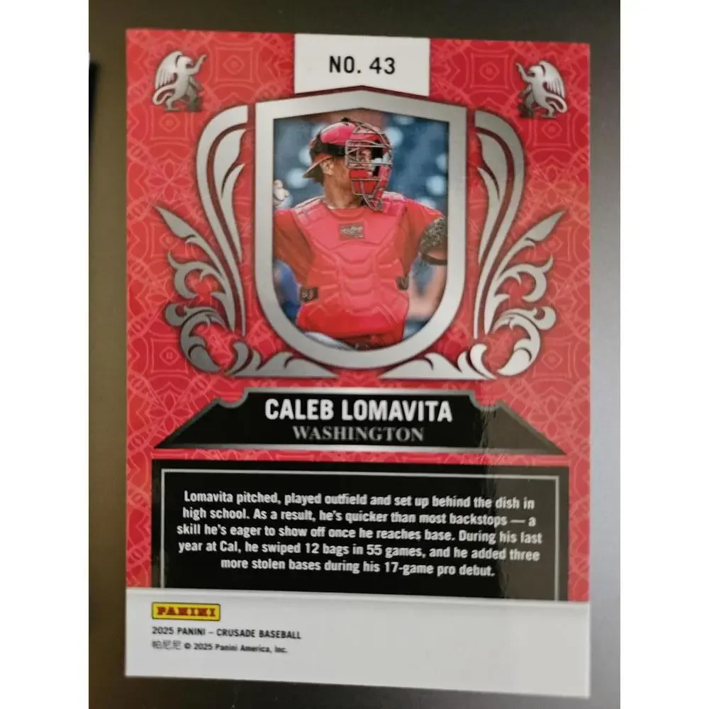 2025 Panini Crusade RED Caleb Lomavita #43 - Nationals - Picture 2 of 2